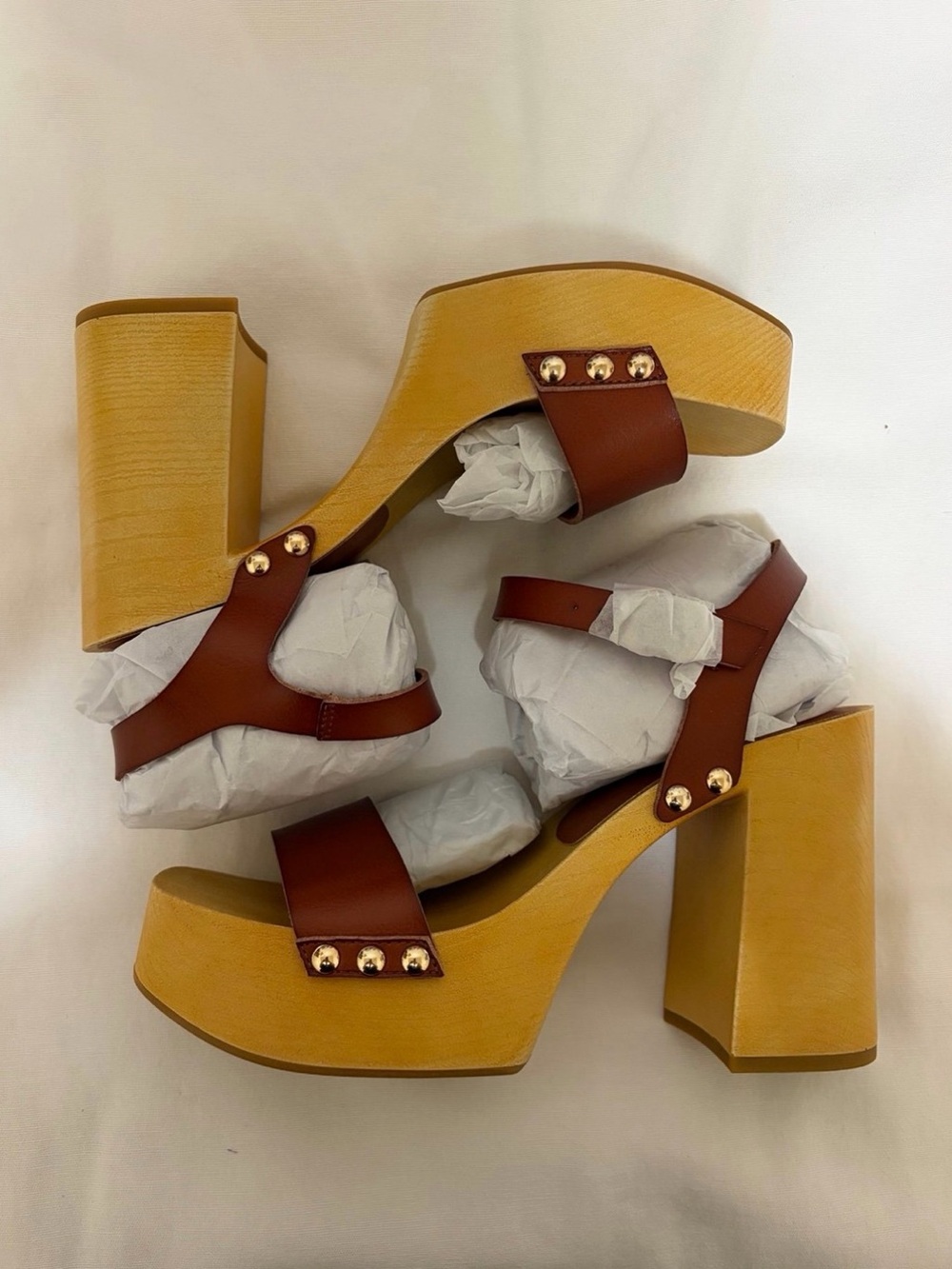 BRAND NEW MIA WOMEN DARRAH WOODEN BLOCKED HEEL SANDAL